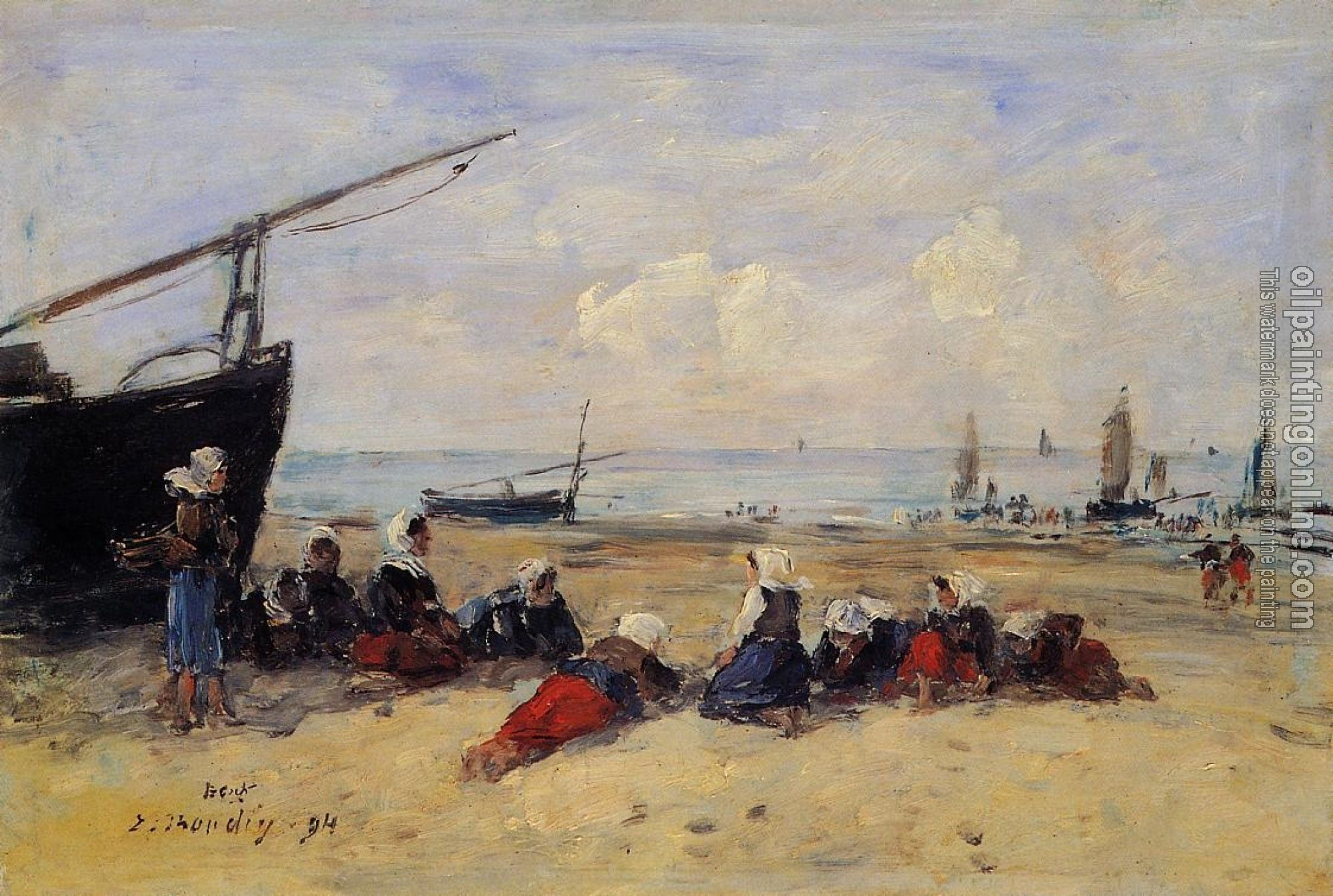 Boudin, Eugene - Berck, Fisherwomen on the Beach, Low Tide